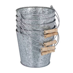 Seau en acier inoxydable au design classique avec poignée, mini-seau en métal pour jardin, design de seau unique, décoration pour la maison et le jardin - Product Image 4