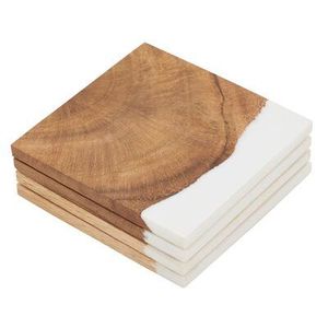 Emerald Handmade Ocean Wave <b>Epoxy</b> Resin Coaster Set Round Wood Coasters With <b>Epoxy</b> Inlay Modern Non Slip <b>Table</b> Mats Coasters - Product Image 3