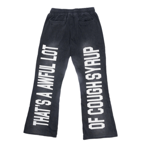 Custom Men's Casual Washed Flared Mid Fleece Flat Sweatpants Track Pants 100% Cotton Silk Screen Printed OEM Service Custom Logo - Product Image 5