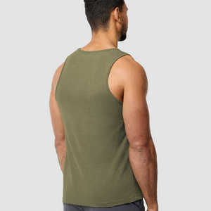 Nouveau débardeur décontracté pour homme 2026, vert olive uni, respirant, en polyester/coton tricoté, col rond, pour la gym et la musculation, 180g - Product Image 5