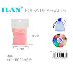 Sacchetti regalo in organza ILAN 10x15cm rosa 8 pezzi per regali - Product Image 3