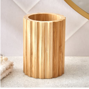 Round Shaped Shinny Wooden Polished <b>Toothbrush</b> <b>Holder</b> Organizer Stylish Bathroom Ware Set At Wholesale Price - Product Image 1