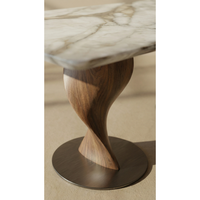 Table à manger de luxe en marbre Calacatta Violet, plateau en marbre, pieds en bois massif noyer, rectangulaire, mobilier moderne PISANO