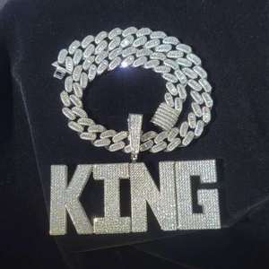 Collar con Colgante Personalizado con Nombre, con Moissanita, Chapado en Plata 925, con Engaste de Bisel, Joyería Hip Hop para Hombre - Product Image 1