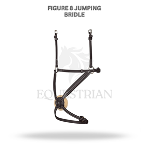 บังเหียนสำหรับกระโดดข้ามสิ่งกีดขวางแบบอังกฤษ ขนาดมาตรฐาน รุ่น FIGURE 8 สำหรับการแสดงโชว์กระโดดข้ามสิ่งกีดขวาง - Product Image 2