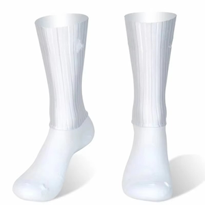 Blue Striped Crew <b>Socks</b> Breathable Knitted for Adults Daily Casual Wear - Product Image 2