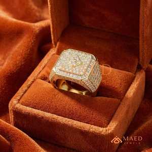 Moissanite Ring Men Hip Hop Gold Plated 925 Sterling Silver Square <b>Cushion</b> Baguette Ring Luxury Jewelry Gift - Product Image 5