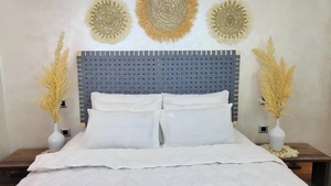 Handmade Wooden Rattan Cane <b>Headboard</b> <b>King</b> <b>Size</b> Natural Finish Modern Bedroom Furniture Decorative Backboard - Product Image 2