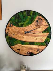 Verdant river wall <b>clock</b> Moss creek rustic wood <b>clock</b> Timber trail nature <b>clock</b> Rustic Wood And Moss Wall <b>Clock</b> Round <b>Clock</b> - Product Image 3