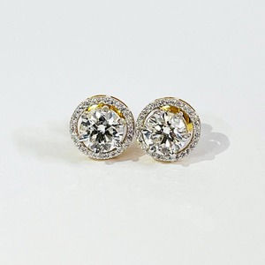 5 Ct White Lab Created Diamond <b>Stud</b> Dangle Earrings Halo Settings 18K Gold Plated Great Luster Color F Clarity VVS1 Gift - Product Image 1