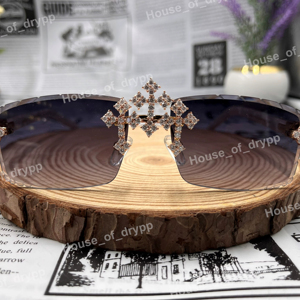 Lunettes de soleil sans monture à design croisé, serties de diamants Moissanite, lunettes de luxe unisexes, lunettes de créateur Hip Hop, cadeau - Product Image 1