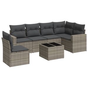 Ensemble de canapés de jardin en rotin gris 6 places, résistant aux intempéries, mobilier d'extérieur au design contemporain - Product Image 4