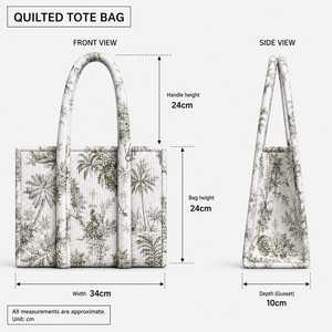 Bolso Tote Acolchado Vintage de Tela de Algodón con Estampado Floral, 34 cm de Ancho, Parte Superior Abierta, Ecológico, Elegante, para Playa, Viajes, Todas las Temporadas - Product Image 3
