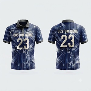 Polo personnalisé à motif technologique bleu et blanc pour homme – Tenue de sport respirante sublimée, uniforme d'équipe, vêtements décontractés et athlétiques, vente en gros - Product Image 1