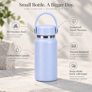Bouteille d'eau isotherme mini 200 ml en acier inoxydable 304, portable, pour voyage et activités de plein air – Meilleure vente - Product Image 2