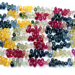 Cuentas de Zafiro Natural Multicolor Facetadas en Forma de Lágrima, Cuentas de Zafiro en Forma de Gota Multicolor para la Elaboración de Joyas - Product Image 2