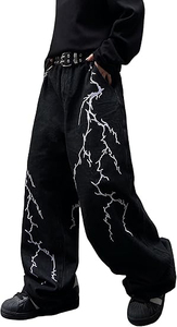 Men’s Hip Hop Embroidered Baggy Jeans – Loose Fit Black Denim <b>Pants</b>, Streetwear Wide Leg Trousers for Men - Product Image 4