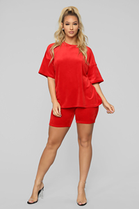 Conjunto de Sudadera de Felpa de 2 Piezas para Mujer, Cuello Redondo, Manga Corta, Corte Holgado, Estampado de Búho de Dibujos Animados, Casual, Primavera/Verano, Diseño con Bolsillo en la Rodilla - Product Image 2