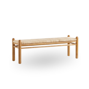 Chaise et ottoman contemporains minimalistes en bois massif et rotin - Meubles durables et écologiques pour la maison ou le restaurant - Product Image 1