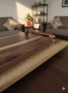 Bandeja de servir de madera hecha a mano con asas de metal, decoración rústica para el hogar - Product Image 4