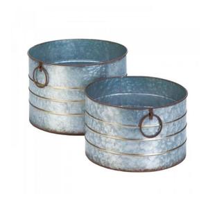 Pot de fleurs rustique en métal galvanisé, style vintage, capacité 3L, pour décoration extérieure de jardin et maison, nouveauté, vente chaude - Product Image 1