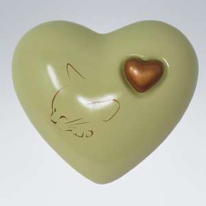 Urna Conmemorativa Azul con Estampado de Gato Dorado y Mini Corazón para Cenizas, Corazón para Cenizas Funerarias de Metal Latón/Aluminio - Product Image 6