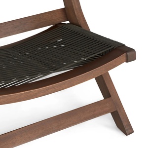 Silla Plegable para Exteriores con Estructura de Madera de Teca Sólida y Cuerda Tejida para Patio - Product Image 4