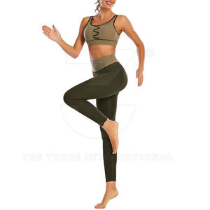 Ensemble de yoga pour femmes de haute qualité, personnalisé, sans couture, respirant, écologique, hautement élastique, séchage rapide, 2 pièces, taille haute, vêtements de sport - Product Image 2