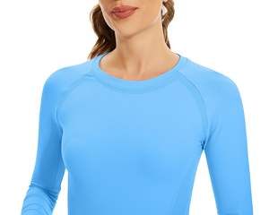 Haut de yoga et de fitness pour femme, léger, pour activités sportives en extérieur, à manches longues, dos ajusté, uni, sans couture, tendance - Product Image 5
