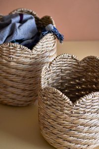 Handmade Water Hyacinth Storage <b>Basket</b> Woven Organizer <b>Basket</b> Decorative Round <b>Basket</b> for Home Laundry Nursery Living Room - Product Image 3