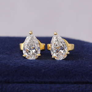 IGI Certified Pear Lab Diamond Stud <b>Earrings</b> 2.00 TCW Pear Cut <b>Man</b>-Made Diamond <b>Earrings</b> Dainty Solitaire Wedding Studs - Product Image 1
