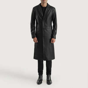 Abrigo largo de cuero genuino para hombre, estilo urbano de invierno, abrigo largo cálido y a la moda para hombre - Product Image 1