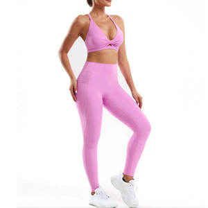 Conjunto de Yoga para Mujer de Alta Calidad, Marca Privada, Personalizado con Logotipo Frontal, 2 Piezas, Spandex/Nailon, Secado Rápido, Bajo Precio, Hecho en Pakistán - Product Image 1