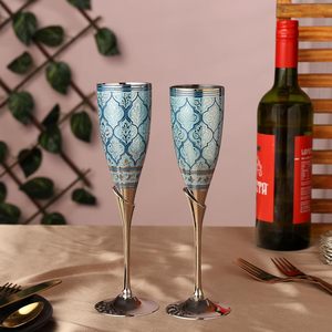 Verres à vin en laiton, flûtes à champagne vintage en métal, verrerie pour Diwali, mariage, anniversaire, cadeau pour couples, mariage - Product Image 6