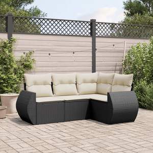 Conjunto de Sofá Modular Mediano de Ratán PE Negro para Jardín, Muebles Elegantes para Exteriores - Product Image 1