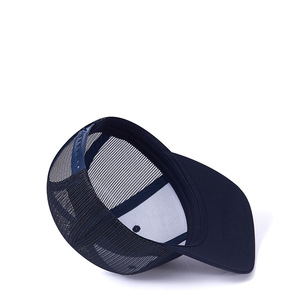 Casquettes de camionneur 5 panneaux en gros, nouvelle visière incurvée, bleu foncé, panneau avant en maille vierge, 100 % coton, unisexe, pour activités de plein air et voyages - Product Image 2