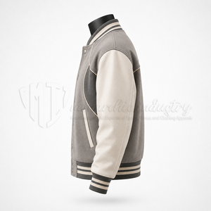 Chaqueta Varsity Personalizada para Hombre con Mangas en Contraste y Cierre de Botones a Presión, Fabricante Mayorista - Product Image 4