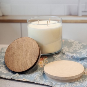 Handmade Wooden Candle <b>Lid</b> Round Wood Cover for Glass Candle Jars Premium Reusable Candle Accessory <b>Decorative</b> Natural - Product Image 1