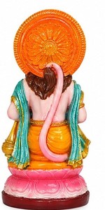 Estatua de Resina Hecha a Mano de Hanuman Ji en Posición Sentada, Escultura Colorida del Dios para Decoración del Hogar, Oficina y Templo en Diwali - Product Image 5