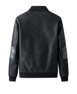 Veste en cuir véritable de style bomber classique pour homme, doublure douce, poignets côtelés, respirante, vêtements décontractés pour l'hiver - Product Image 3