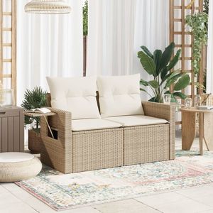 Sofá de Jardín Plegable Mediano en Ratán Sintético PE Beige con Acero con Recubrimiento en Polvo, Muebles Duraderos y Elegantes - Product Image 3