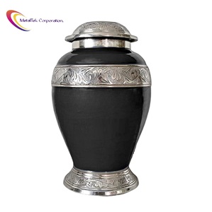 Wholesale Charcoal <b>Black</b> Silver Band Funeral Ceremony Metal Cremation Urns Decorative Memorial Ashes Metal Jar Customized Colour - Product Image 6