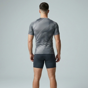 OEM Custom Mens Half Sleeve Compression Fitness Shirt Stretch <b>Athletic</b> Gym Workout Performance Apparel - Product Image 2