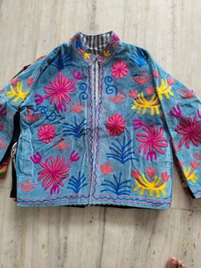 Indian Boho <b>Velvet</b> Suzani Embroidered Jacket <b>Women</b> Handmade Floral Ethnic Winter <b>Coat</b> Designer Outerwear Wholesale Supplier Bulk - Product Image 3