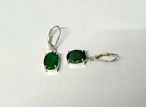 Pendientes de Plata de Ley 925 con Esmeralda de Corte Ovalado, Hechos a Mano, con Cierre de Palanca, Joyería Colgante, Regalo de Aniversario - Product Image 2