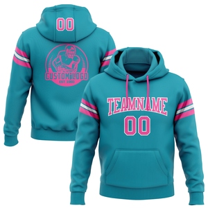 Wholesale Direct Industry New Design Custom Stitched Teal <b>Pink</b>-White Football Pullover <b>Sweatshirt</b> Hoodie - Product Image 1