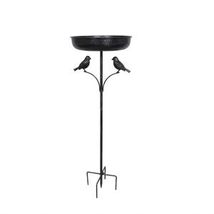 Bain d'oiseaux en métal attrayant de grande taille avec support, bol profond en fer, combo bain d'oiseaux et mangeoire pour extérieur, pour la décoration de jardin, cour et patio - Product Image 2