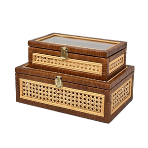 Best Choice Natural Rattan & Cane <b>Decorative</b> <b>Storage</b> <b>Boxes</b> Set of 2 Vintage Jewellery Display Box Made by Vietnamese - Product Image 1