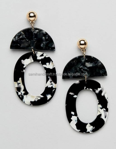 High Quality New Resin Inlay Circle <b>Earrings</b> Classic <b>Moon</b> Shape for Anniversary Engagement Gift Party Wedding - Product Image 6