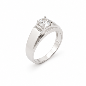 925 Sterling <b>Silver</b> <b>Solitaire</b> Cubic Zirconia Band <b>Ring</b> for Men Wedding Party Engagement Gift High Polish Finish - Product Image 4